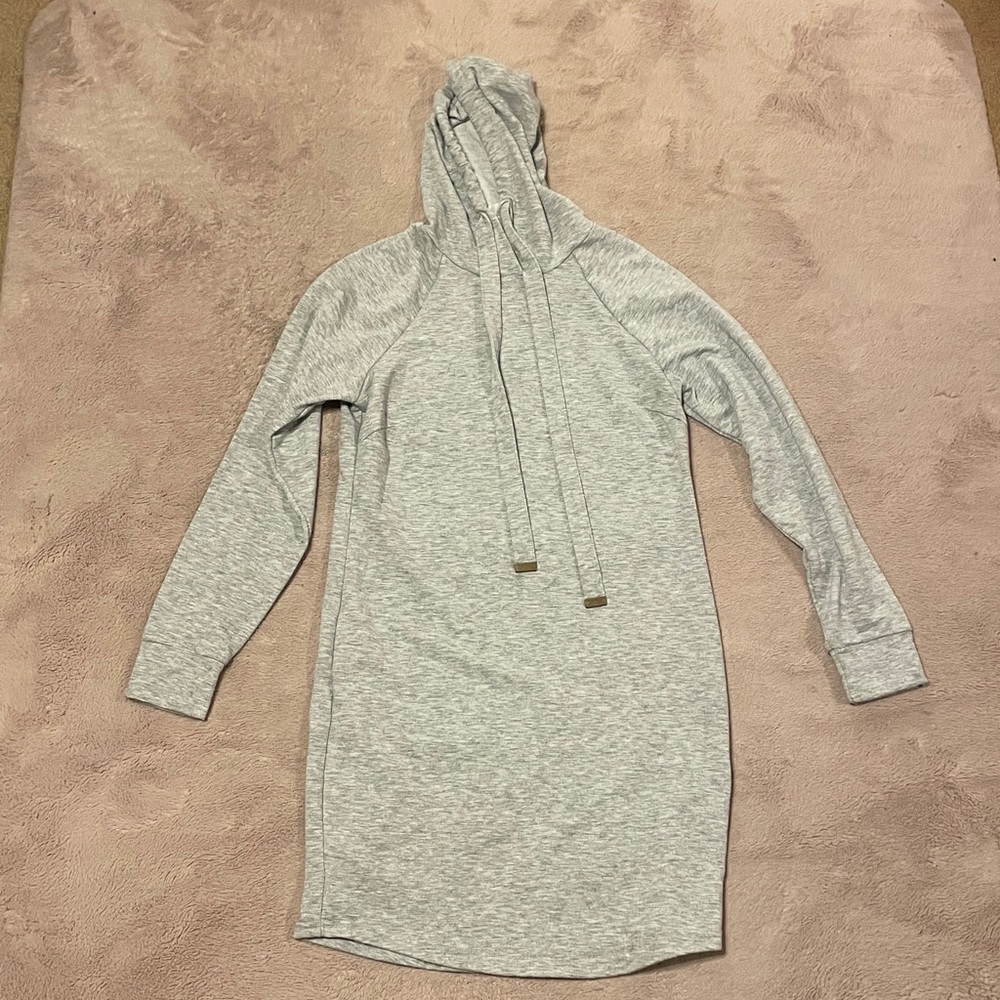 No Boundaries Light Gray Hooded Dress